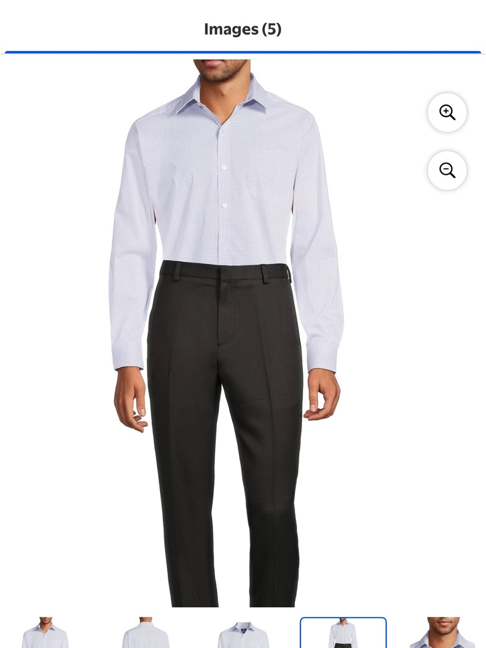 George Men's White and Light Blue Micro-Check Dress Shirt